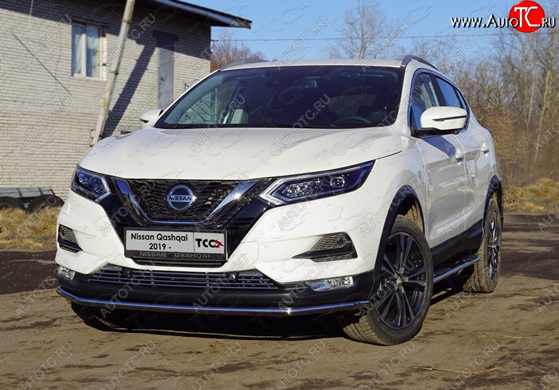 17 799 р. Защита переднего бампера нижняя 42,4 мм ТСС Тюнинг Nissan Qashqai 2 J11 рестайлинг (2017-2022) (нержавейка)  с доставкой в г. Новочеркасск