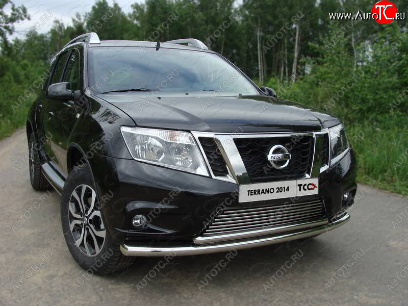 22 599 р. Защита передняя нижняя двойная 60,3*42,4 мм ТСС Тюнинг Nissan Terrano D10 дорестайлинг (2013-2016) (нержавейка)  с доставкой в г. Новочеркасск