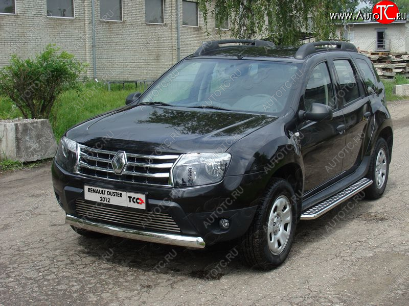 16 849 р. Защита передняя овальная короткая 75х42 мм ТСС Тюнинг  Renault Duster  HS (2010-2015) дорестайлинг (нержавейка)  с доставкой в г. Новочеркасск