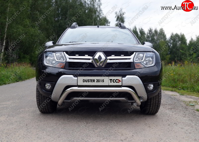 16 549 р. Защита переднего бампера кенгурин 60,3 мм ТСС Тюнинг Renault Duster HS рестайлинг (2015-2021) (нержавейка)  с доставкой в г. Новочеркасск