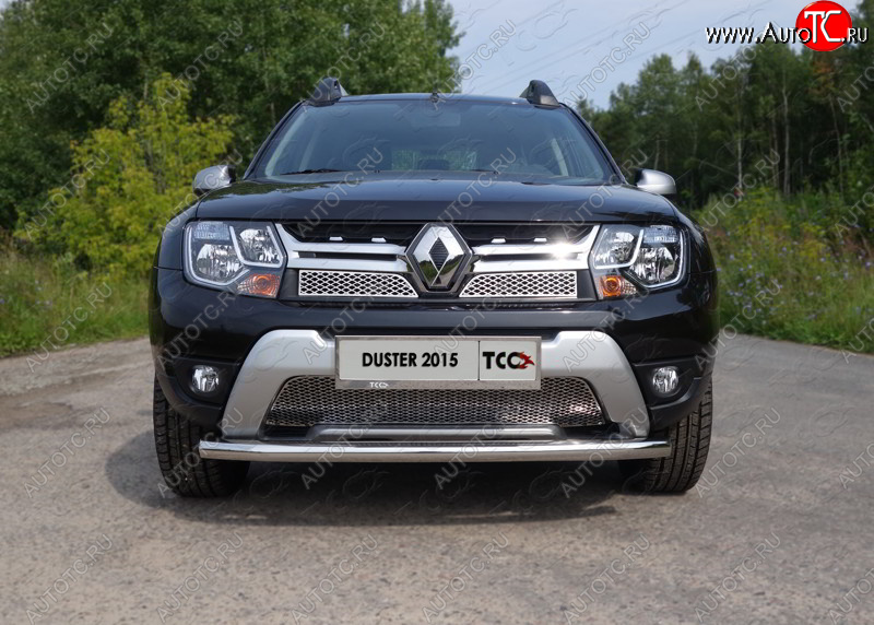 14 999 р. Защита переднего бампера нижняя d60,3 мм ТСС Тюнинг  Renault Duster  HS (2015-2021) рестайлинг (нержавейка)  с доставкой в г. Новочеркасск