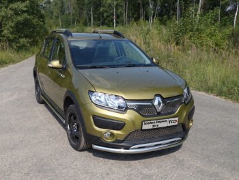 14 699 р. Защита переднего бампера нижняя d60,3 мм ТСС Тюнинг  Renault Sandero Stepway  (B8) (2014-2018) дорестайлинг (нержавейка)  с доставкой в г. Новочеркасск. Увеличить фотографию 1