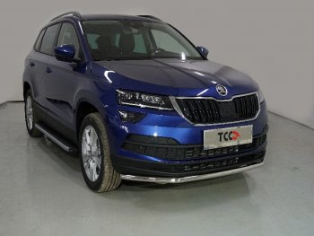 Защита переднего бампера нижняя d42,4 мм ТСС Тюнинг Skoda Karoq NU7 рестайлинг (2020-2025) ()