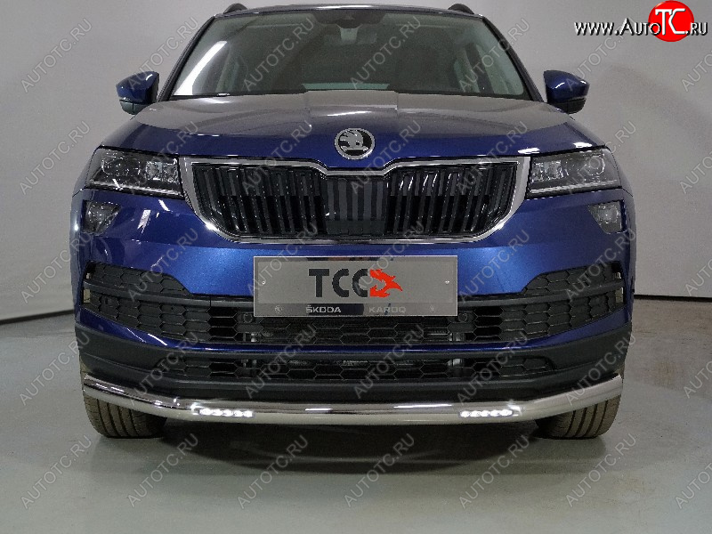 36 849 р. Защита переднего бампера нижняя с ДХО 60,3 мм ТСС Тюнинг  Skoda Karoq  NU7 (2020-2025) рестайлинг (нержавейка)  с доставкой в г. Новочеркасск