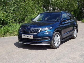 Защита переднего бампера нижняя d42,4 мм ТСС Тюнинг Skoda Kodiaq NU7 дорестайлинг (2017-2021)  (нержавейка)