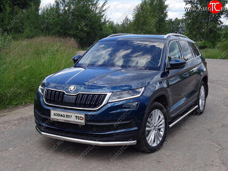 17 999 р. Защита переднего бампера нижняя d60,3 мм ТСС Тюнинг Skoda Kodiaq NU7 дорестайлинг (2017-2021) (нержавейка)  с доставкой в г. Новочеркасск