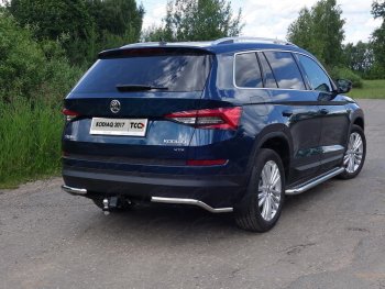 13 399 р. Защита заднего бампера (уголки, d42,4 мм) TCC Skoda Kodiaq NU7 дорестайлинг (2017-2021)  с доставкой в г. Новочеркасск. Увеличить фотографию 1