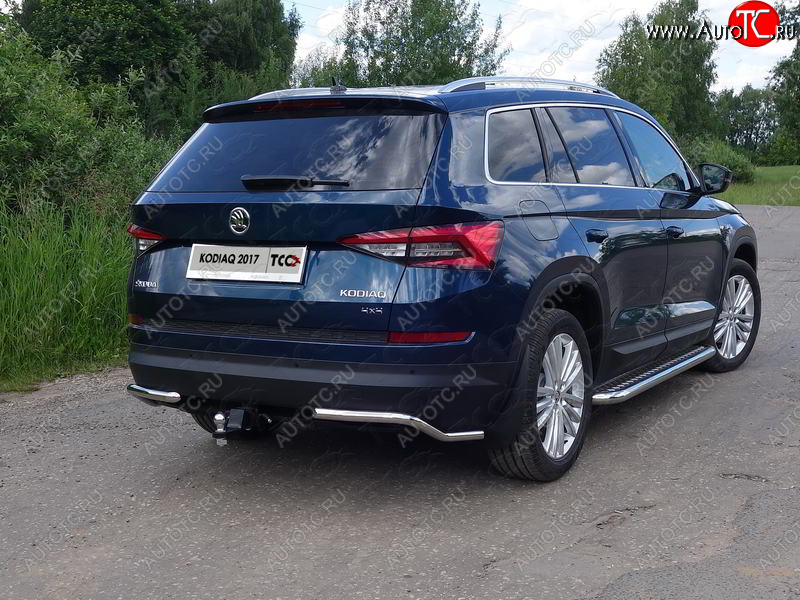 13 399 р. Защита заднего бампера (уголки, d42,4 мм) TCC Skoda Kodiaq NU7 дорестайлинг (2017-2021)  с доставкой в г. Новочеркасск