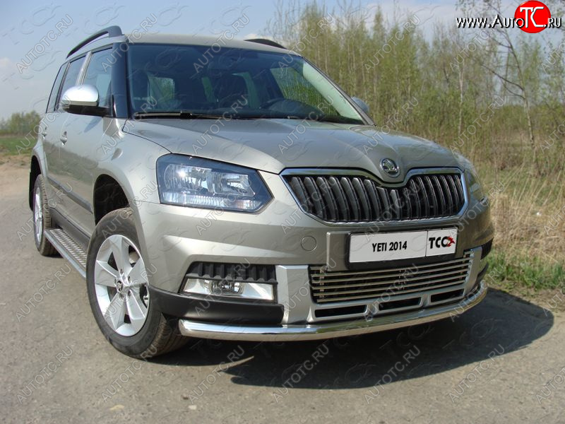 19 549 р. Защита переднего бампера нижняя d60,3 мм ТСС Тюнинг  Skoda Yeti (2013-2018) (нержавейка)  с доставкой в г. Новочеркасск