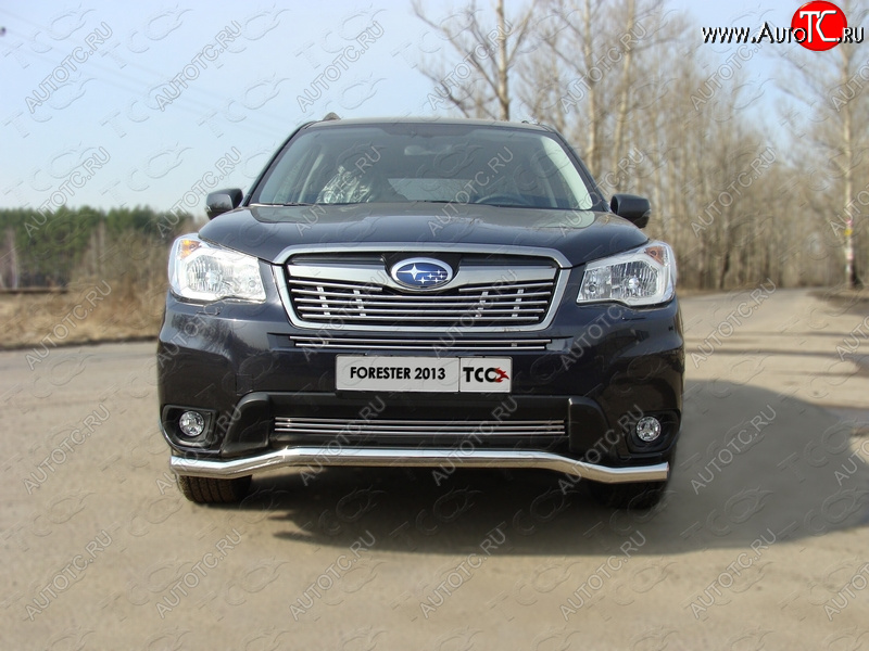 9 349 р. Верхняя декоративная вставка решетки радиатора ТСС Тюнинг  Subaru Forester  SJ (2012-2016) дорестайлинг (d 12 мм)  с доставкой в г. Новочеркасск