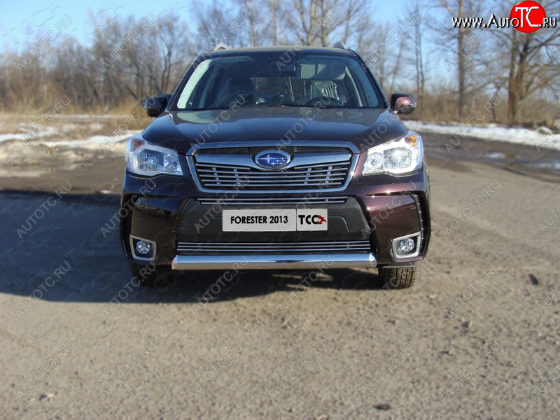 4 649 р. Нижняя декоративная вставка в бампер (спорт) ТСС Тюнинг Subaru Forester SJ дорестайлинг (2012-2016) (d 12 мм)  с доставкой в г. Новочеркасск