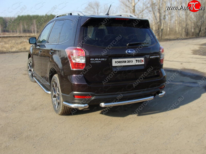 18 699 р. Защита заднего бампера (уголки, d60,3 мм) TCC Subaru Forester SJ дорестайлинг (2012-2016)  с доставкой в г. Новочеркасск