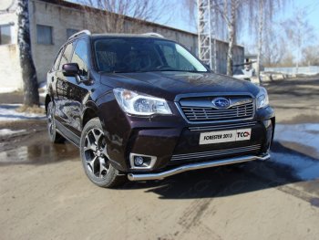 20 999 р. Защита переднего бампера нижняя d60,3 мм ТСС Тюнинг  Subaru Forester  SJ (2012-2016) дорестайлинг (нержавейка)  с доставкой в г. Новочеркасск. Увеличить фотографию 1