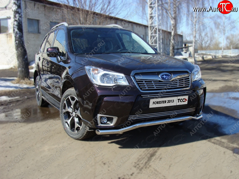 20 999 р. Защита переднего бампера нижняя d60,3 мм ТСС Тюнинг  Subaru Forester  SJ (2012-2016) дорестайлинг (нержавейка)  с доставкой в г. Новочеркасск