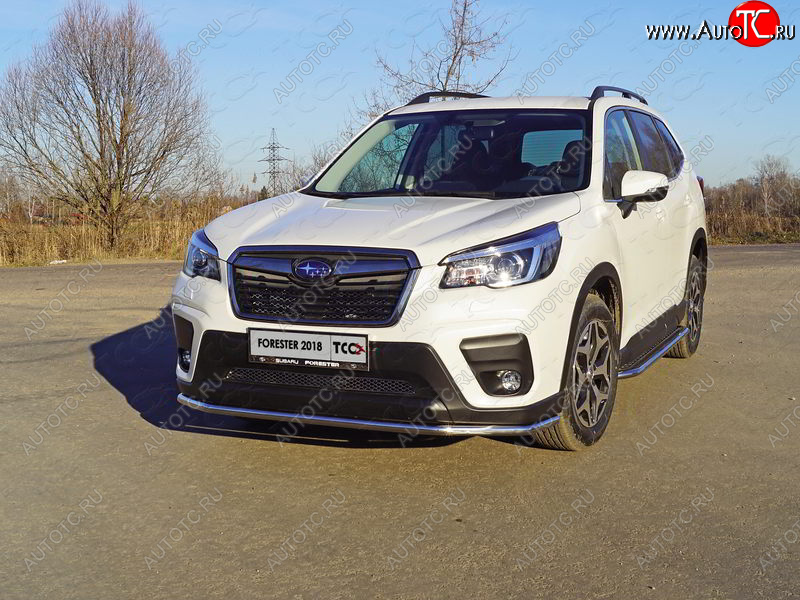 20 999 р. Защита переднего бампера нижняя d42,4 мм ТСС Тюнинг Subaru Forester SK/S14 дорестайлинг (2018-2021) (нержавейка)  с доставкой в г. Новочеркасск