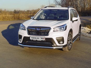 25 999 р. Защита переднего бампера нижняя овальная 75х42 мм ТСС Тюнинг Subaru Forester SK/S14 дорестайлинг (2018-2021) (нержавейка)  с доставкой в г. Новочеркасск. Увеличить фотографию 1