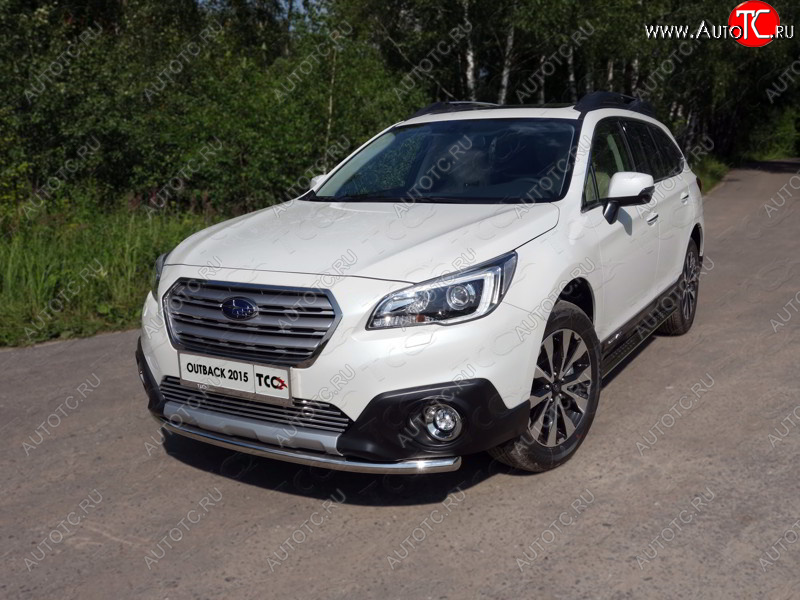 14 999 р. Защита переднего бампера нижняя d50,8 мм ТСС Тюнинг Subaru Outback BS/B15 дорестайлинг универсал (2014-2018) (нержавейка)  с доставкой в г. Новочеркасск