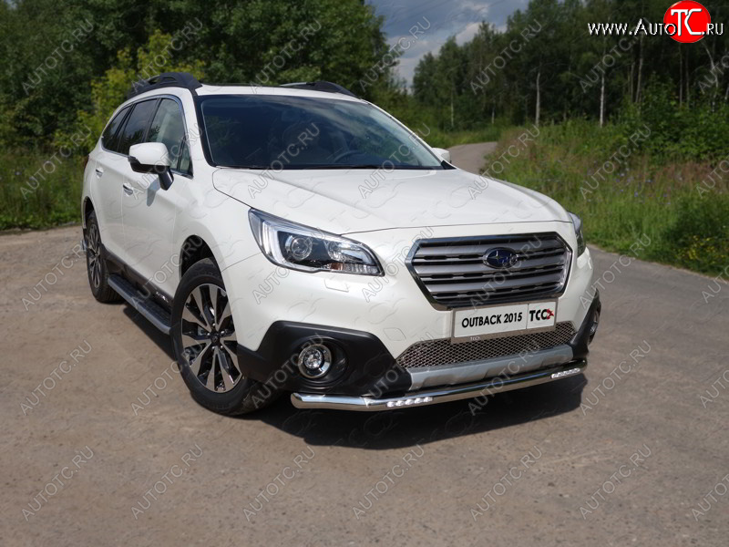 38 999 р. Защита переднего бампера нижняя с ДХО 60,3 мм ТСС Тюнинг Subaru Outback BS/B15 дорестайлинг универсал (2014-2018) (нержавейка)  с доставкой в г. Новочеркасск