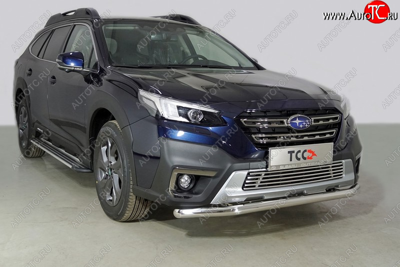 20 999 р. Защита переднего бампера нижняя d60,3 мм ТСС Тюнинг Subaru Outback BT универсал (2019-2024) (нержавейка)  с доставкой в г. Новочеркасск