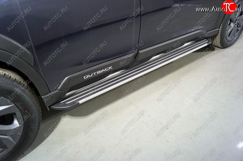 20 899 р. Пороги алюминиевые Slim Line ТСС Тюнинг  Subaru Outback  BT (2019-2024) универсал (Silver)  с доставкой в г. Новочеркасск