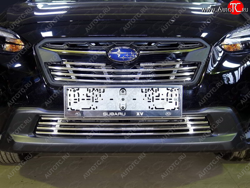 5 449 р. Нижняя декоративная вставка в бампер ТСС Тюнинг  Subaru XV  GT/G24 (2017-2021) дорестайлинг (d 12 мм)  с доставкой в г. Новочеркасск