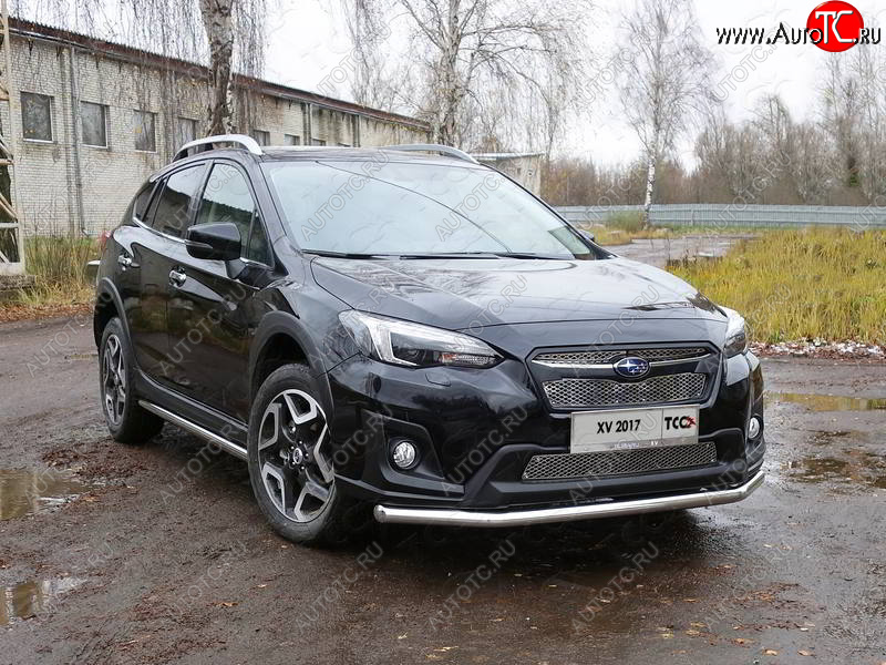 17 999 р. Защита переднего бампера нижняя d60,3 мм ТСС Тюнинг Subaru XV GT/G24 дорестайлинг (2017-2021) (нержавейка)  с доставкой в г. Новочеркасск