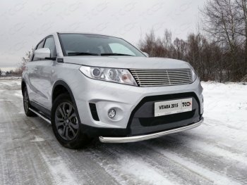 16 549 р. Защита переднего бампера нижняя d60,3 мм ТСС Тюнинг  Suzuki Vitara  LY (2015-2019) дорестайлинг (нержавейка)  с доставкой в г. Новочеркасск. Увеличить фотографию 1