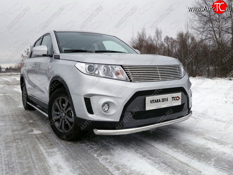 16 549 р. Защита переднего бампера нижняя d60,3 мм ТСС Тюнинг  Suzuki Vitara  LY (2015-2019) дорестайлинг (нержавейка)  с доставкой в г. Новочеркасск