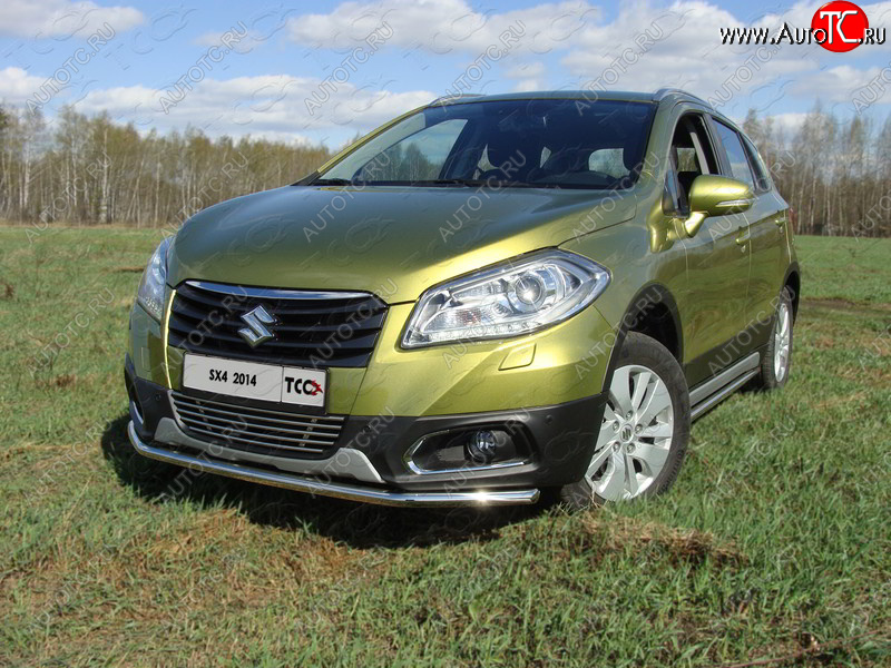 15 549 р. Защита переднего бампера нижняя d42,4 мм ТСС Тюнинг Suzuki SX4 JYB, JYA хэтчбэк дорестайлинг (2013-2016) (нержавейка)  с доставкой в г. Новочеркасск