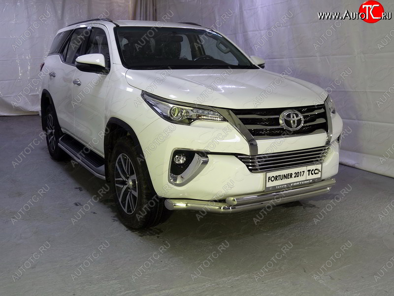 38 949 р. Защита передняя нижняя двойная 76,1*60,3 мм Тюнинг Toyota Fortuner AN160 дорестайлинг (2015-2020) (нержавейка)  с доставкой в г. Новочеркасск