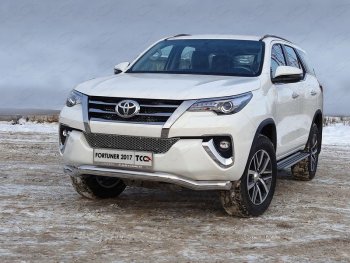 Защита переднего бампера волна d76,1 мм ТСС Тюнинг Toyota (Тойота) Fortuner (Фортунер)  AN160 (2015-2020) AN160 дорестайлинг  (нержавейка)