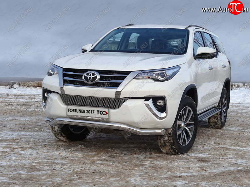 29 599 р. Защита переднего бампера волна d76,1 мм ТСС Тюнинг  Toyota Fortuner  AN160 (2015-2020) дорестайлинг (нержавейка)  с доставкой в г. Новочеркасск