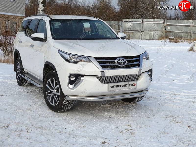 26 499 р. Защита переднего бампера нижняя 76,1 мм ТСС Тюнинг Toyota Fortuner AN160 дорестайлинг (2015-2020) (нержавейка)  с доставкой в г. Новочеркасск