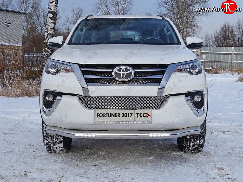 40 999 р. Защита переднего бампера нижняя с ДХО 76,1 мм ТСС Тюнинг Toyota Fortuner AN160 дорестайлинг (2015-2020) (нержавейка)  с доставкой в г. Новочеркасск