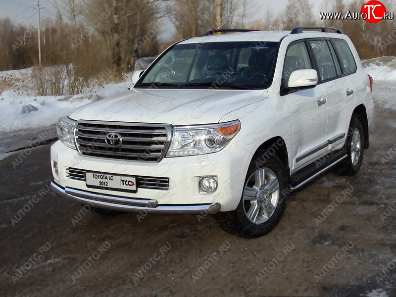 38 949 р. Защита переднего бампера нижняя d76,1*50,8 мм ТСС Тюнинг  Toyota Land Cruiser  200 (2012-2015) 1-ый рестайлинг (нержавейка)  с доставкой в г. Новочеркасск