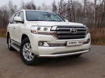 26 499 р. Защита переднего бампера нижняя d76,1 мм (кроме EXECUTIVE) ТСС Тюнинг  Toyota Land Cruiser  200 (2015-2021) 2-ой рестайлинг (нержавейка)  с доставкой в г. Новочеркасск. Увеличить фотографию 1