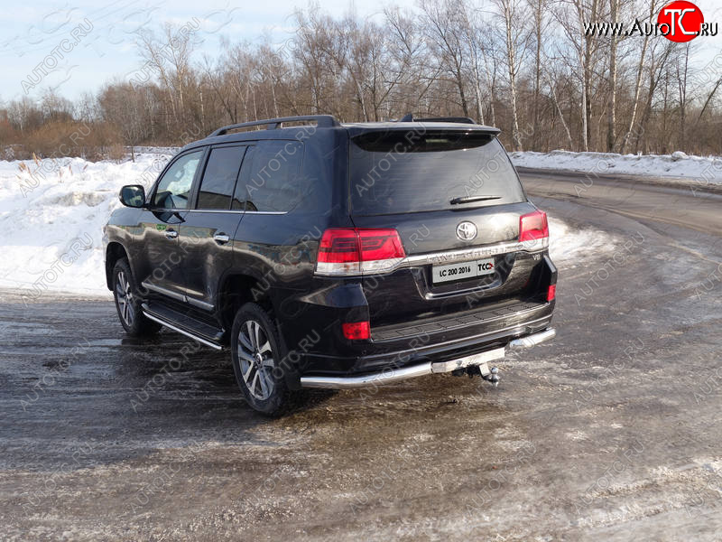 21 799 р. Защита задняя (уголки, нержавейка 76,1 мм) ТСС Тюнинг  Toyota Land Cruiser  200 (2015-2021) 2-ой рестайлинг  с доставкой в г. Новочеркасск