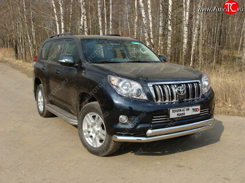 38 949 р. Защита переднего бампера нижняя d76,1*75 мм ТСС Тюнинг  Toyota Land Cruiser Prado  J150 (2009-2013) дорестайлинг (нержавейка)  с доставкой в г. Новочеркасск