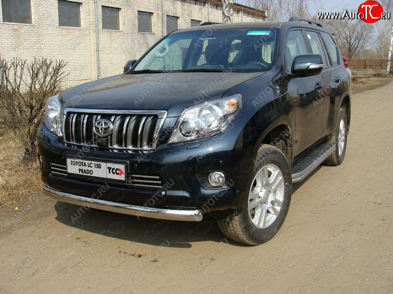 24 099 р. Защита переднего бампера нижняя 75*42 мм ТСС Тюнинг Toyota Land Cruiser Prado J150 дорестайлинг (2009-2013) (нержавейка)  с доставкой в г. Новочеркасск