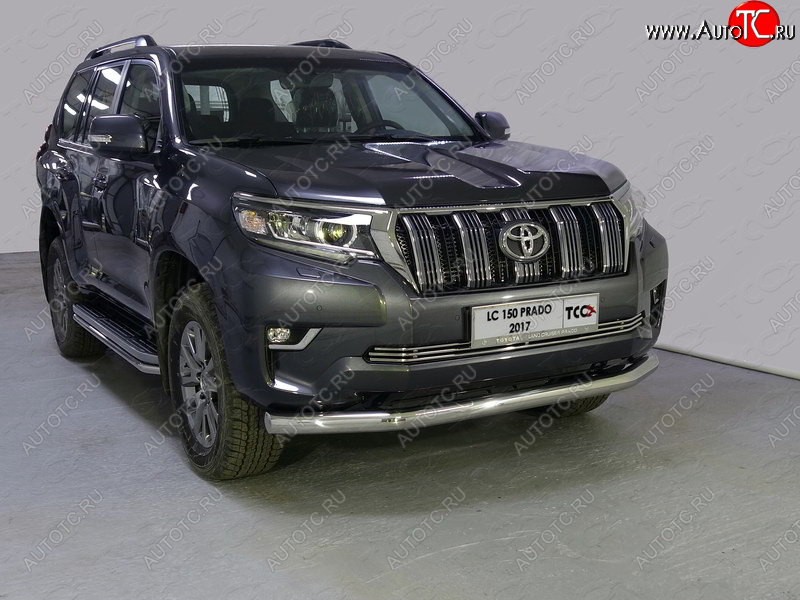 25 599 р. Защита переднего бампера нижняя 76,1 мм ТСС Тюнинг  Toyota Land Cruiser Prado  J150 (2017-2020) 2-ой рестайлинг (нержавейка)  с доставкой в г. Новочеркасск