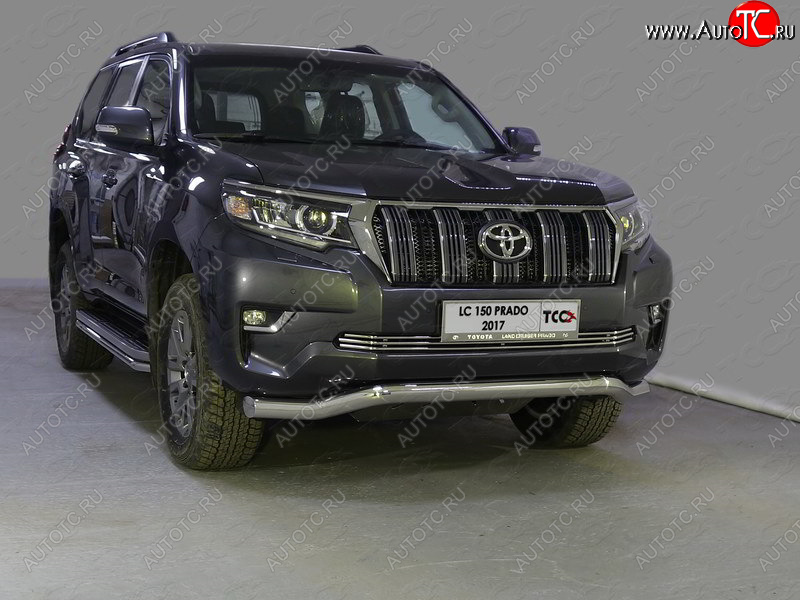 29 599 р. Защита переднего бампера волна d76,1 мм ТСС Тюнинг Toyota Land Cruiser Prado J150 2-ой рестайлинг (2017-2020) (нержавейка)  с доставкой в г. Новочеркасск