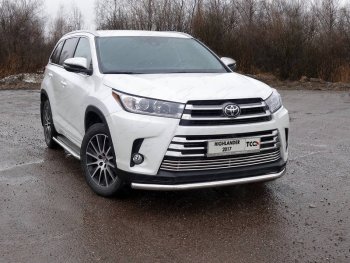 20 999 р. Защита переднего бампера нижняя d60,3 мм ТСС Тюнинг Toyota Highlander XU50 рестайлинг (2016-2020) (нержавейка)  с доставкой в г. Новочеркасск. Увеличить фотографию 1