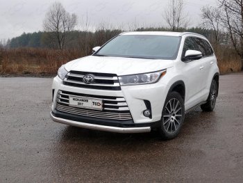 25 999 р. Защита переднего бампера овальная 75х42 мм ТСС Тюнинг Toyota Highlander XU50 рестайлинг (2016-2020) (нержавейка)  с доставкой в г. Новочеркасск. Увеличить фотографию 1