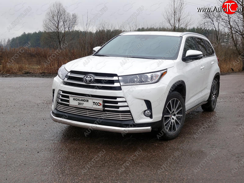 25 999 р. Защита переднего бампера овальная 75х42 мм ТСС Тюнинг Toyota Highlander XU50 рестайлинг (2016-2020) (нержавейка)  с доставкой в г. Новочеркасск