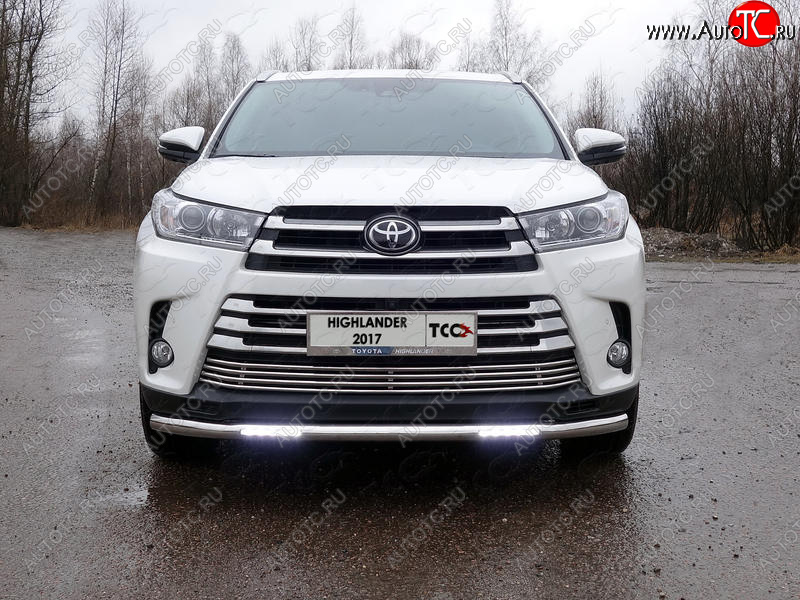 38 999 р. Защита переднего бампера нижняя с ДХО 60,3 мм ТСС Тюнинг Toyota Highlander XU50 рестайлинг (2016-2020) (нержавейка)  с доставкой в г. Новочеркасск