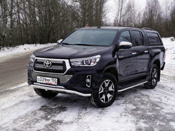 Защита переднего бампера волна d60,3 мм (Exclusive) ТСС Тюнинг Toyota (Тойота) Hilux (Хайлюкс)  AN120 (2017-2020) AN120 1-ый рестайлинг  (нержавейка)