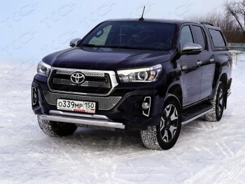 20 499 р. Защита переднего бампера нижняя 76,1 мм ТСС Тюнинг  Toyota Hilux  AN120 (2016-2020) дорестайлинг, 1-ый рестайлинг (нержавейка)  с доставкой в г. Новочеркасск. Увеличить фотографию 1