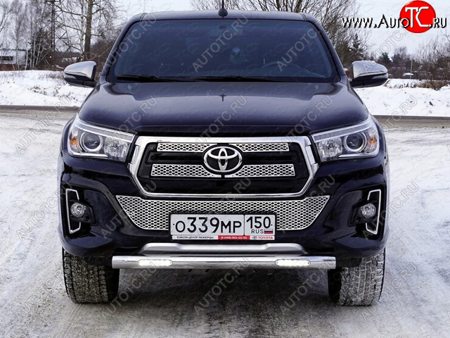 39 699 р. Защита переднего бампера нижняя с ДХО 76,1 мм ТСС Тюнинг  Toyota Hilux  AN120 (2017-2020) 1-ый рестайлинг (нержавейка)  с доставкой в г. Новочеркасск