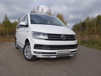 Защита переднего бампера нижняя с ДХО 60,3 мм ТСС Тюнинг Volkswagen Caravelle T6 дорестайлинг (2015-2019)  (нержавейка)