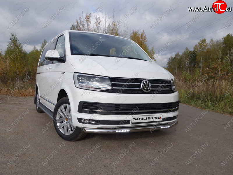 40 649 р. Защита переднего бампера нижняя с ДХО 60,3 мм ТСС Тюнинг Volkswagen Caravelle T6 дорестайлинг (2015-2019) (нержавейка)  с доставкой в г. Новочеркасск